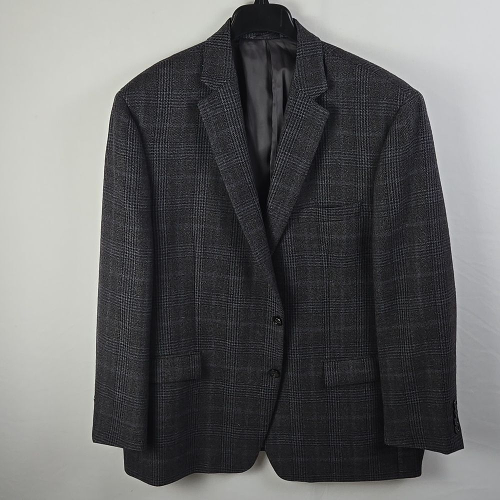 Lauren Ralph Lauren Blazer Mens  Gray Windowpane Tweed 2 Button‎ Jacket